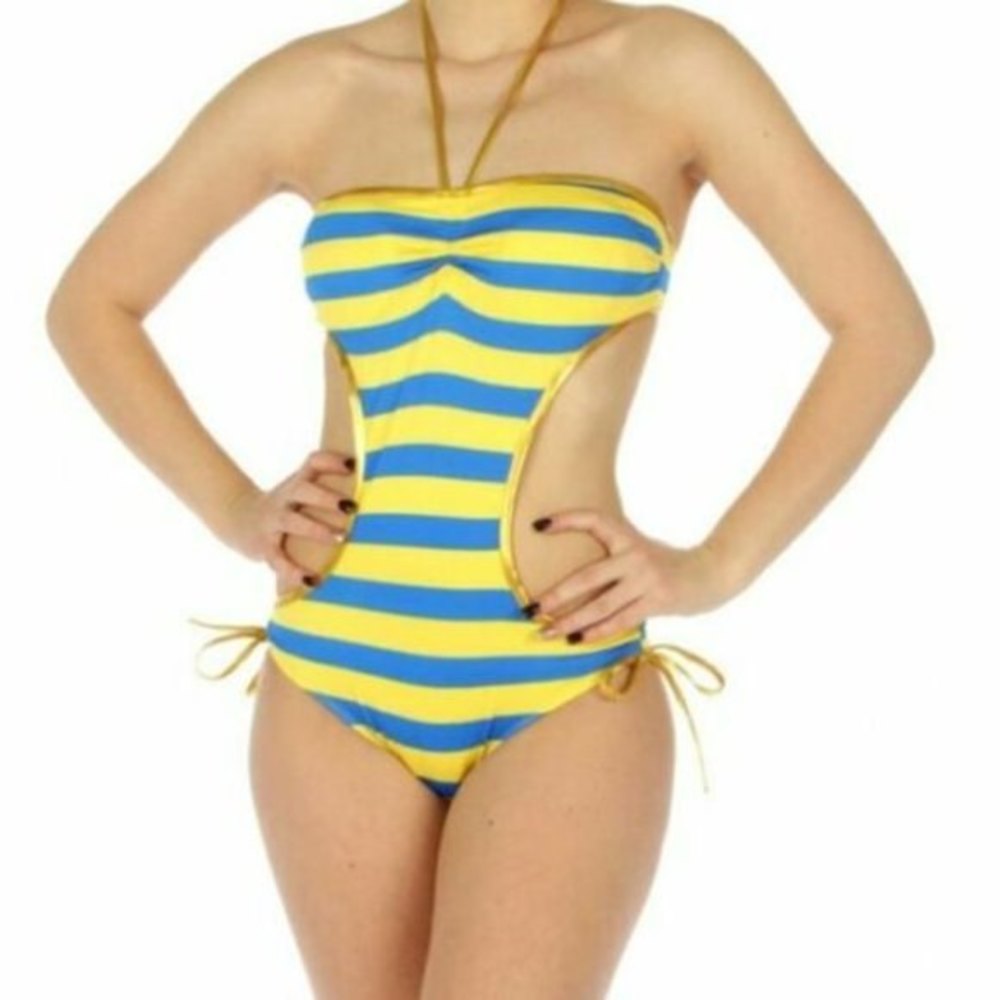 Prestige Edge Womens XL Yellow Striped Swimsuit